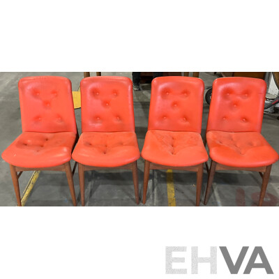 Vintage Dining Set - Wooden Table with Burgess Orange Chairs