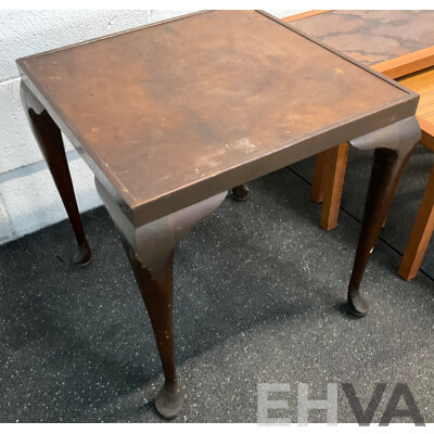 Vintage Square Carved Side Table &  Wood Grain Nesting Tables