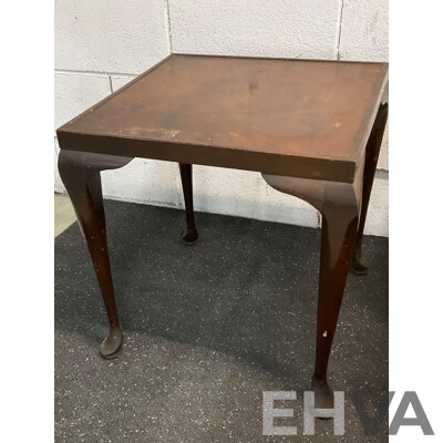 Vintage Square Carved Side Table &  Wood Grain Nesting Tables