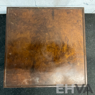 Vintage Square Carved Side Table &  Wood Grain Nesting Tables