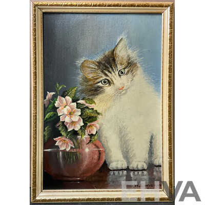 2 X Framed Cat Art Painting