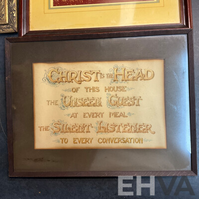 Framed 'Christ is the Head' Poem/ White Snow Painting /Sea Cliff Painting and More