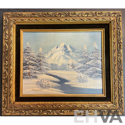 Framed 'Christ is the Head' Poem/ White Snow Painting /Sea Cliff Painting and More
