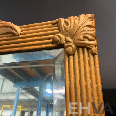 Wall Hanging Mirror with Golden Wood Frame