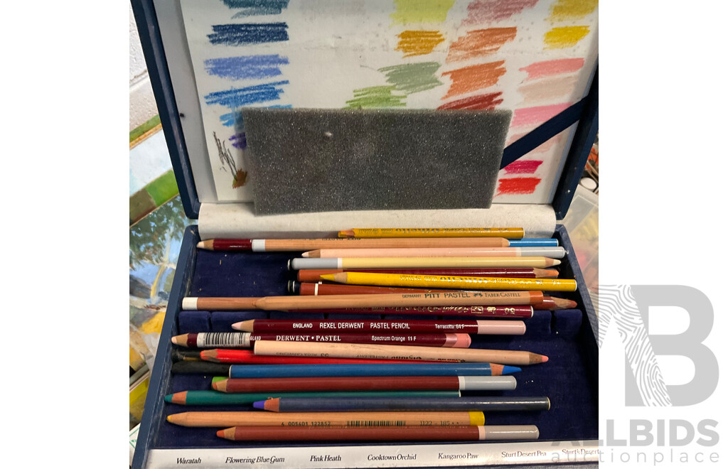 Pallet of Acrylic Paint, Pens, Brushes, Tools, Accessories, and Paper
