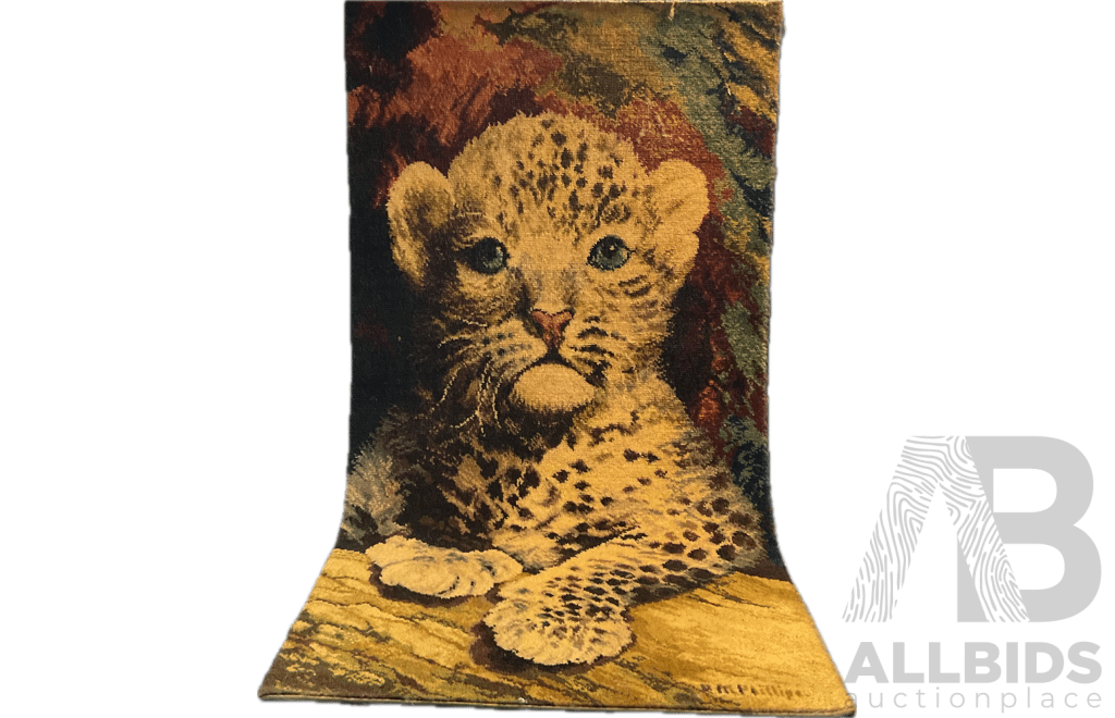 Vintage Carpets of Worth Leopard Wall Hanging Picture Rug