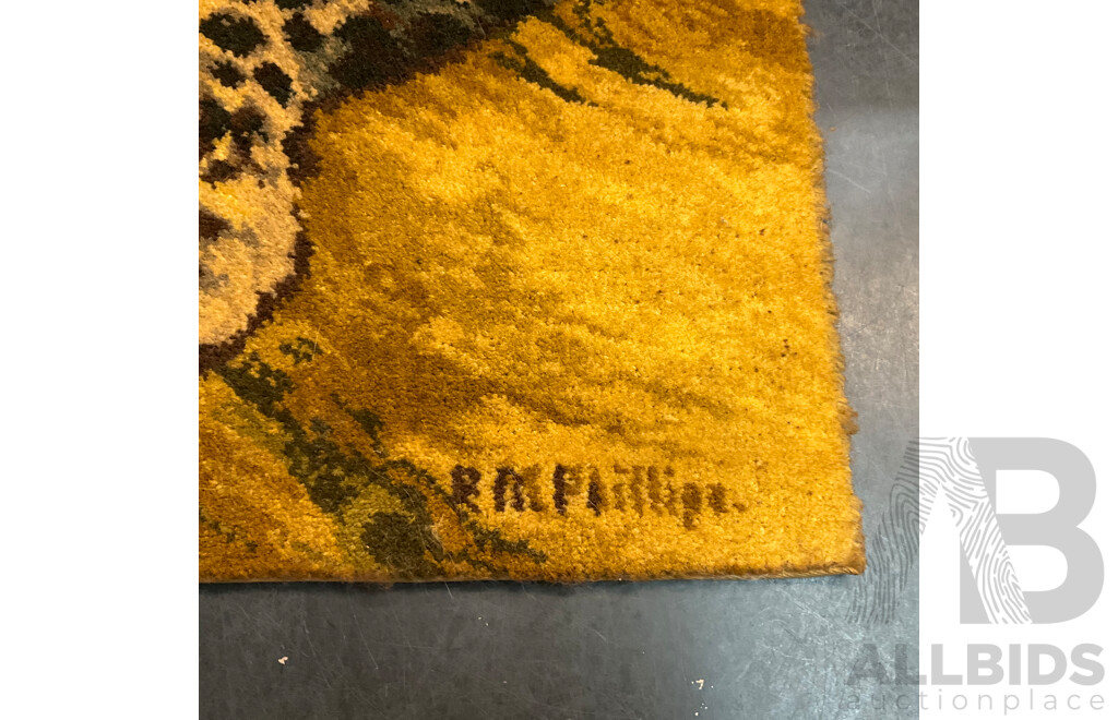 Vintage Carpets of Worth Leopard Wall Hanging Picture Rug