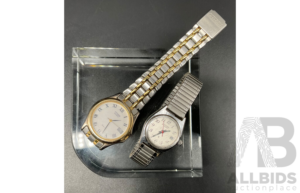 Vintage CITIZEN Quartz Watches 6010-S05677 & 2510-R16603 - Lot of 2