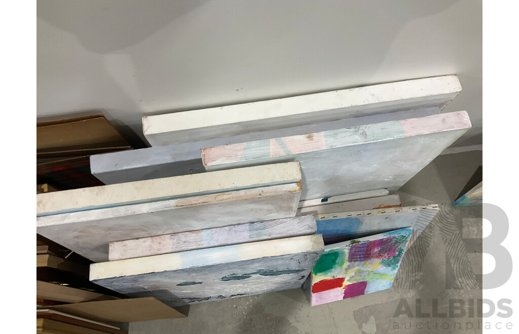 Assorted Empty Frames, Used Canavas, Boards and Papers