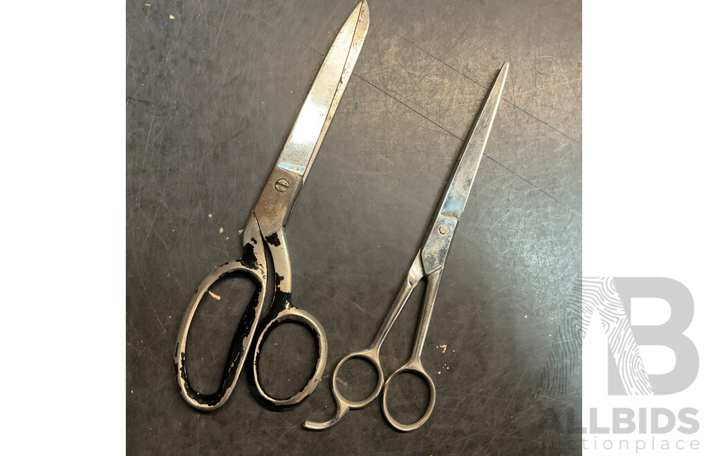Vintage Sewing Scissors Included Singer Sewing Michines & Frank Turton W/ Wooden Box