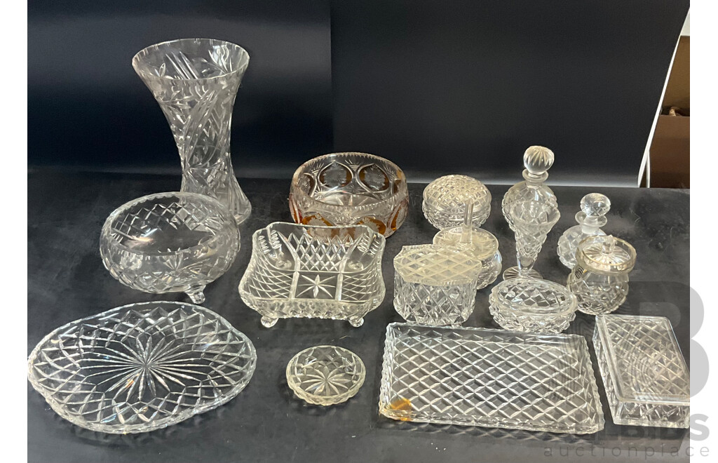 Large Vintage Collection of Various Crystalware and Glassware Included Julia, Bohem Hand Lead Cut Crystal