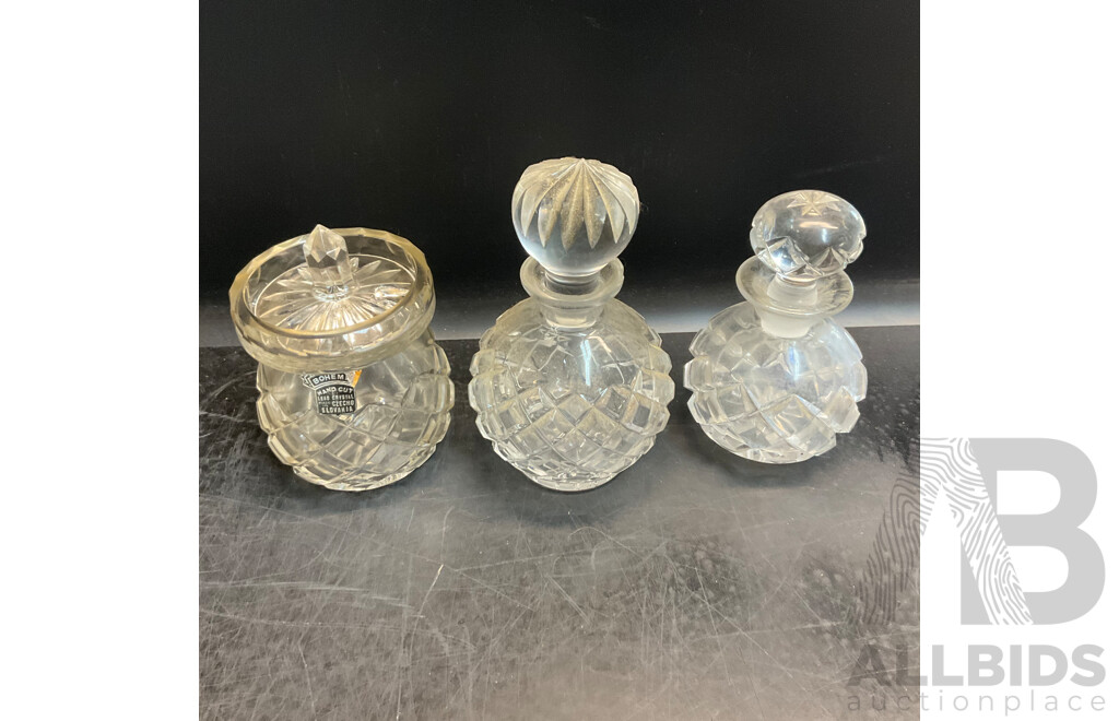 Large Vintage Collection of Various Crystalware and Glassware Included Julia, Bohem Hand Lead Cut Crystal