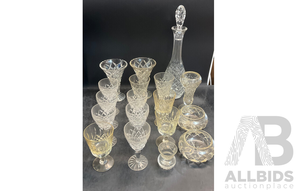 Large Vintage Collection of Various Crystalware and Glassware Included Julia, Bohem Hand Lead Cut Crystal