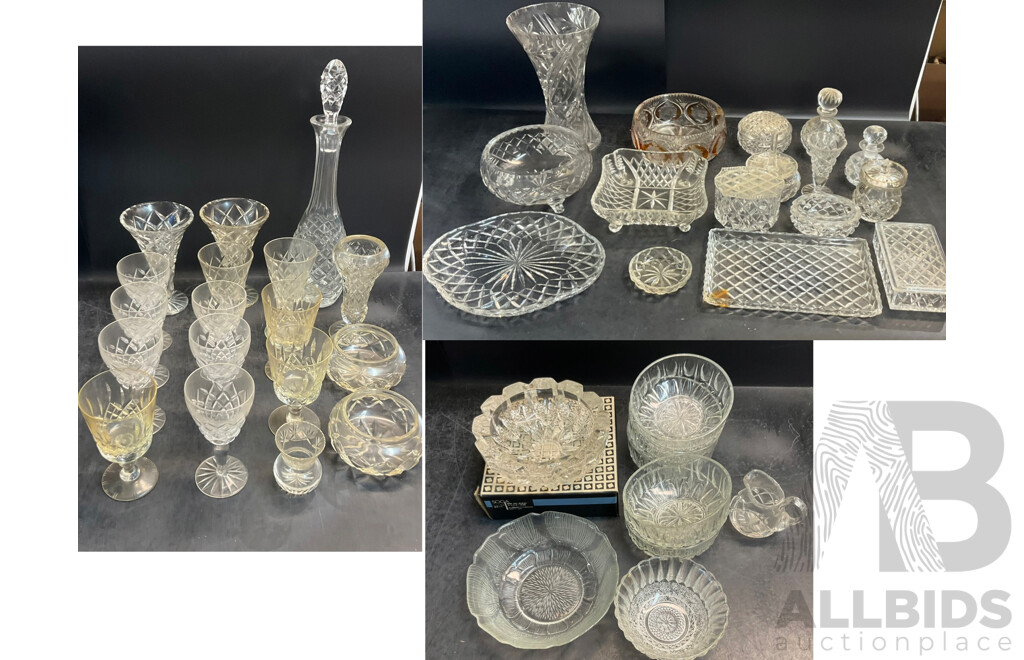 Large Vintage Collection of Various Crystalware and Glassware Included Julia, Bohem Hand Lead Cut Crystal