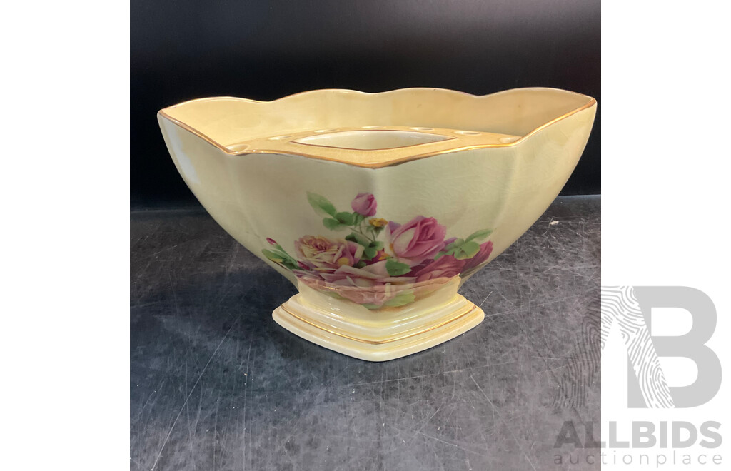 Vintage Ceramic Collection & Glass Flower Plate and Red Metel Teapot