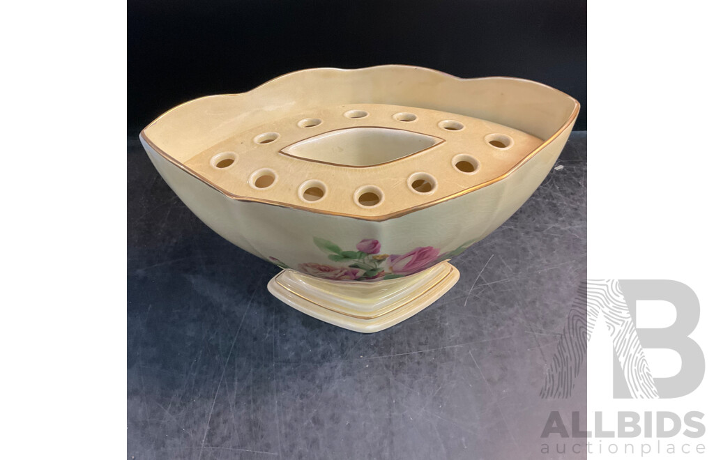 Vintage Ceramic Collection & Glass Flower Plate and Red Metel Teapot
