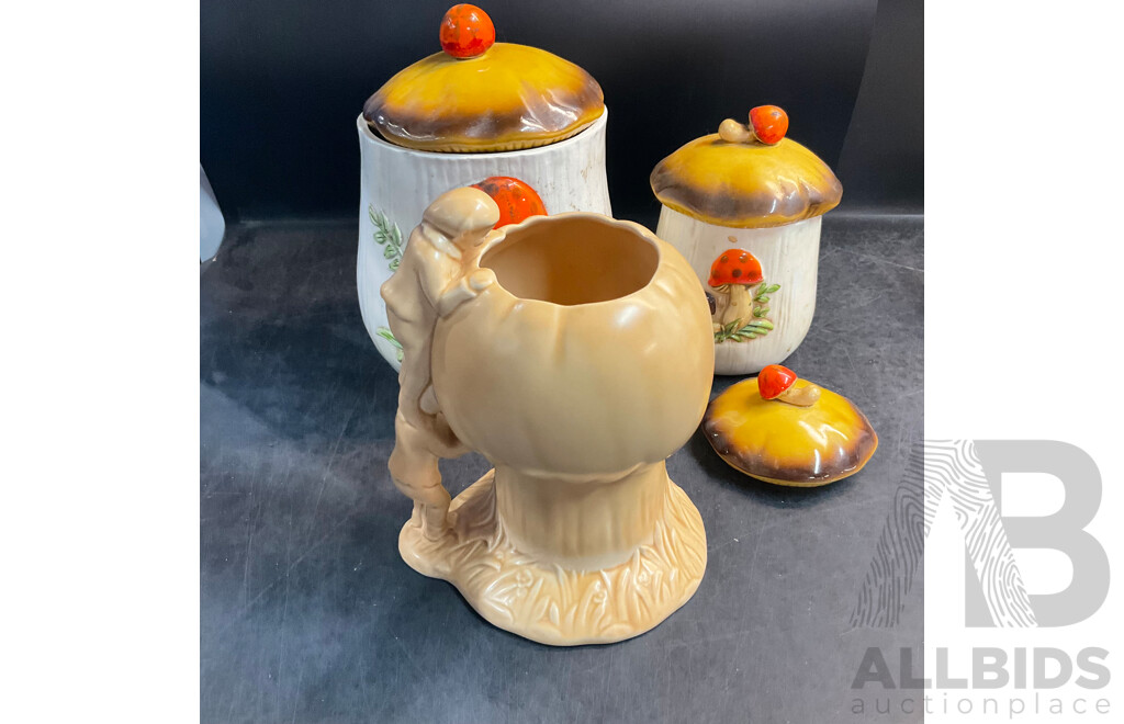 Vintage Ceramic Collection & Glass Flower Plate and Red Metel Teapot