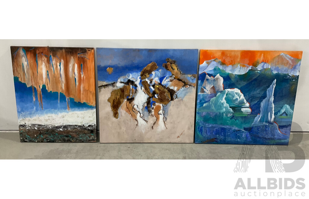 Marilyn Robertson Abstract Paintings - Mixed Media on Board, Canvas and Paper - Lot of 28