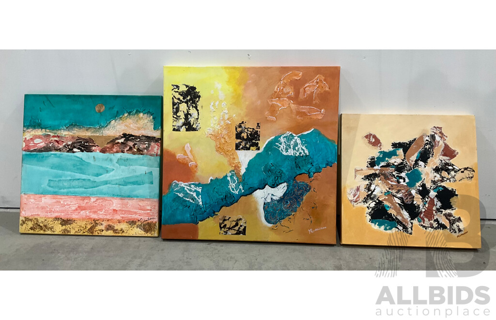 Marilyn Robertson Abstract Paintings - Mixed Media on Board, Canvas and Paper - Lot of 28