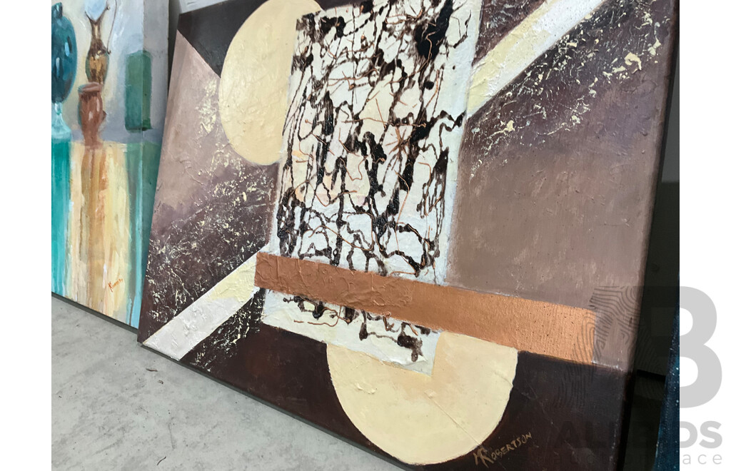 Marilyn Robertson Abstract Paintings - Mixed Media on Board, Canvas and Paper - Lot of 28
