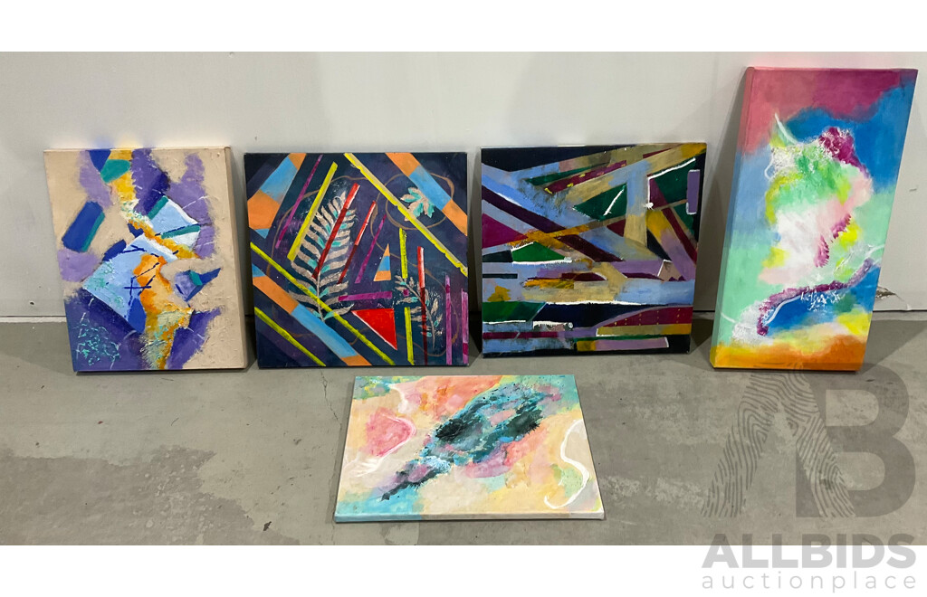Marilyn Robertson Abstract Paintings - Mixed Media on Board, Canvas and Paper - Lot of 28