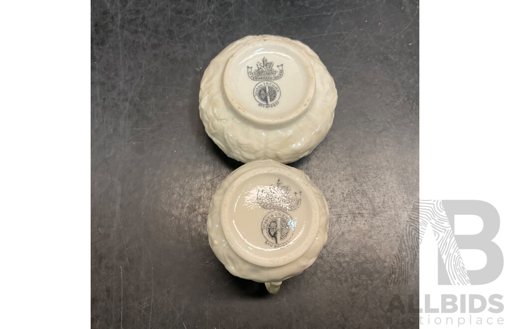 Westminster Pearlescent Tea Set & Belleek Shell Tea Set & MYOTT Glory Soup Plates & 1977 Queen Elizabeth II Silver Jubilee Tray
