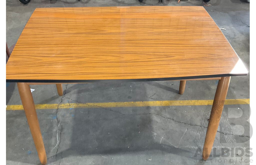 Vintage Dining Set - Wooden Table with Burgess Orange Chairs