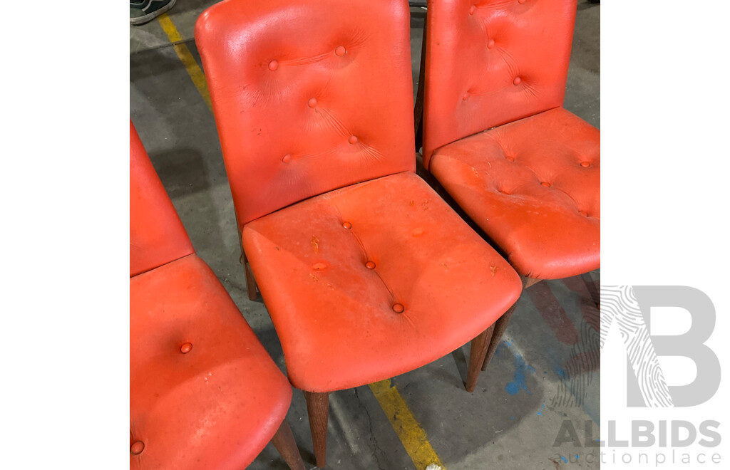 Vintage Dining Set - Wooden Table with Burgess Orange Chairs