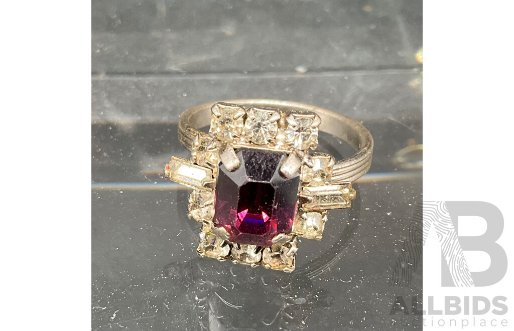 Vintage Ruby- Coloured Centerpiece Custom Ring