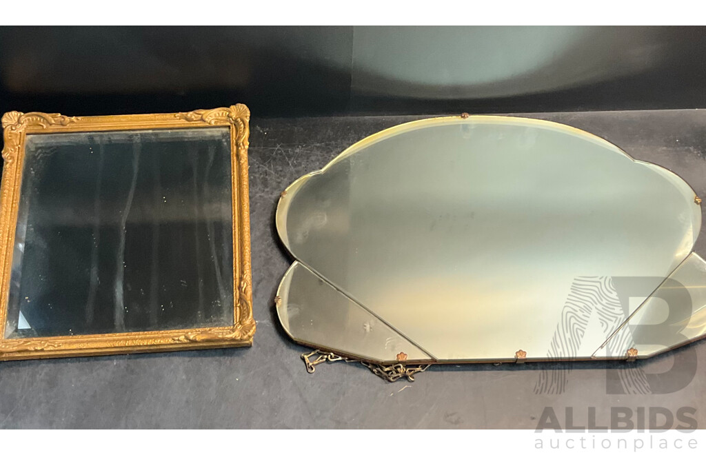 Vintage Golden Wood Frame Mirror & Shells Shape Mirror