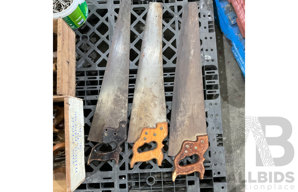 Assorted Vintage Hand Tools & Bucket of Screws