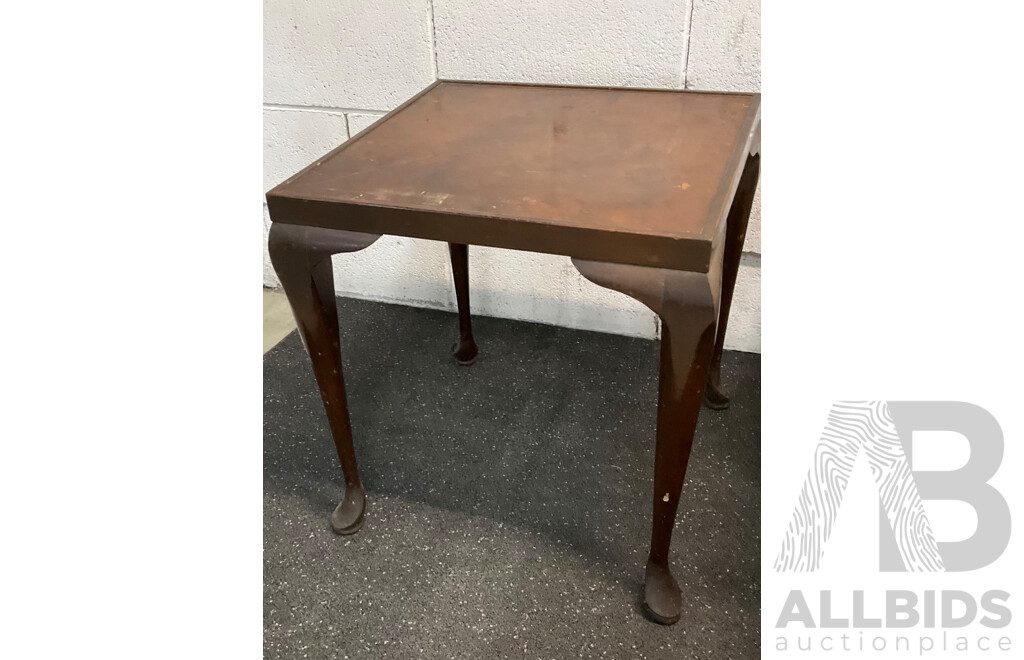 Vintage Square Carved Side Table &  Wood Grain Nesting Tables