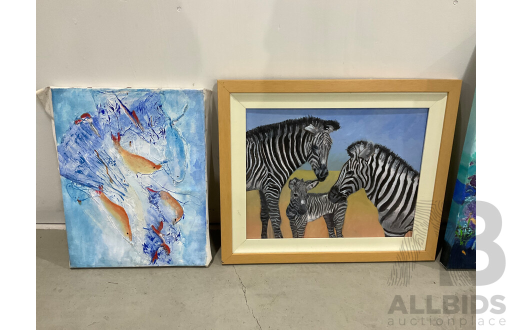 Marilyn Robertson, Animals Paintings - Mixed Media on Board, Canvas and Paper - Lot of 19