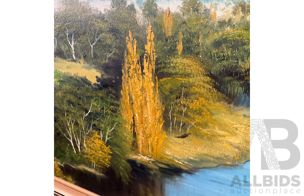 Vintage Landscape Mountains, River Painting