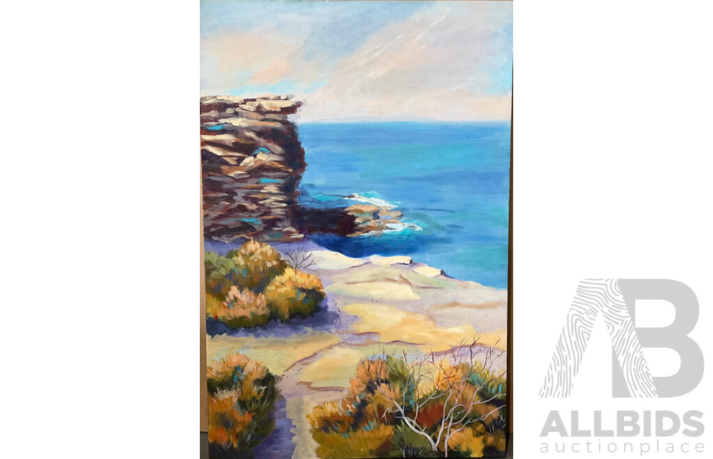 Sea Cliff Lookout Painting on Canvas & Night Snow Deer Painting