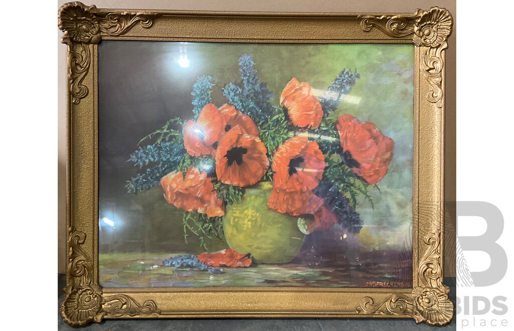 Vintage M.Streckenbach '' Poppy in Vase '' Print