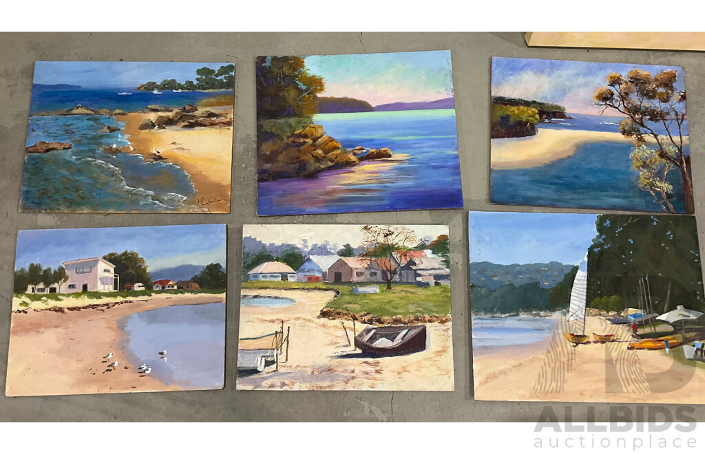 Marilyn Robertson, Coastal - Mixed Media on Board, Canvas and Paper - Lot of 24