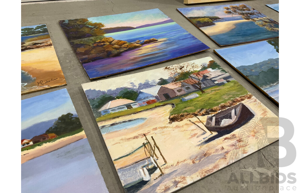 Marilyn Robertson, Coastal - Mixed Media on Board, Canvas and Paper - Lot of 24