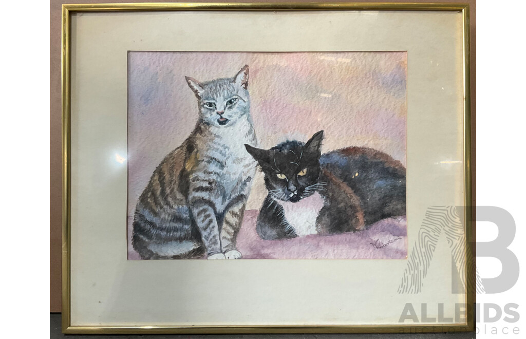 2 X Framed Cat Art Painting