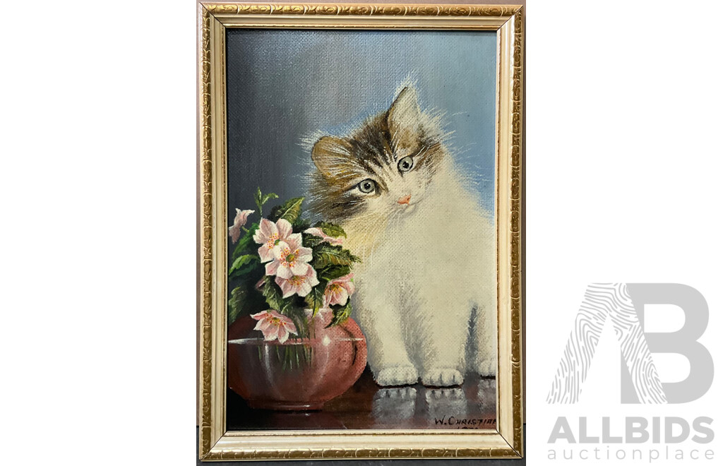 2 X Framed Cat Art Painting