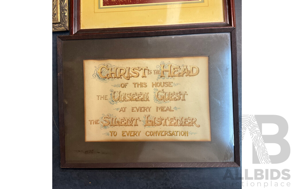 Framed 'Christ is the Head' Poem/ White Snow Painting /Sea Cliff Painting and More