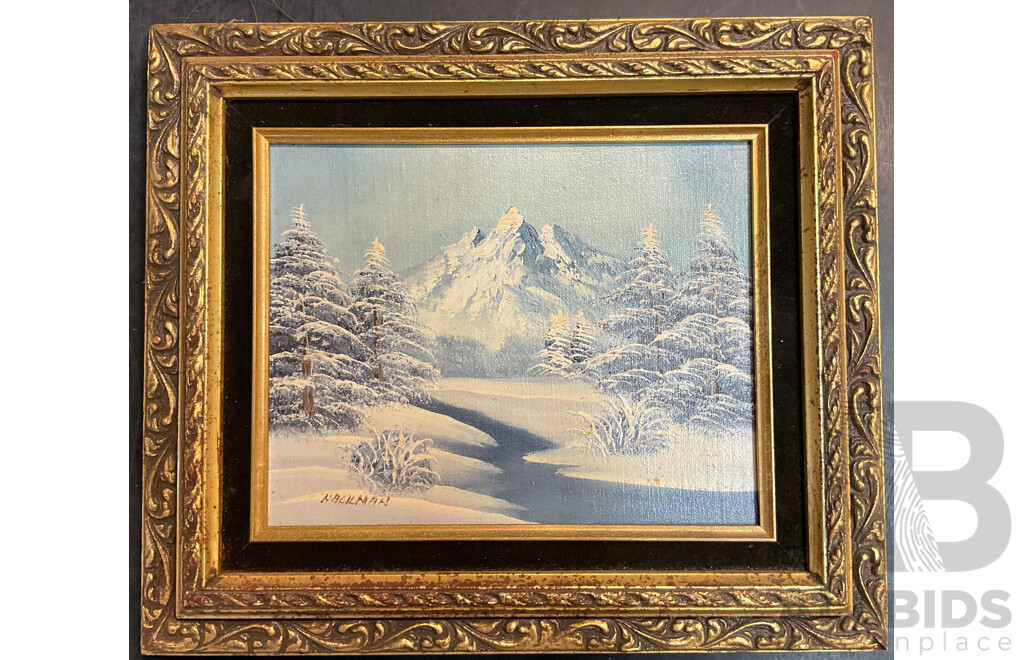 Framed 'Christ is the Head' Poem/ White Snow Painting /Sea Cliff Painting and More