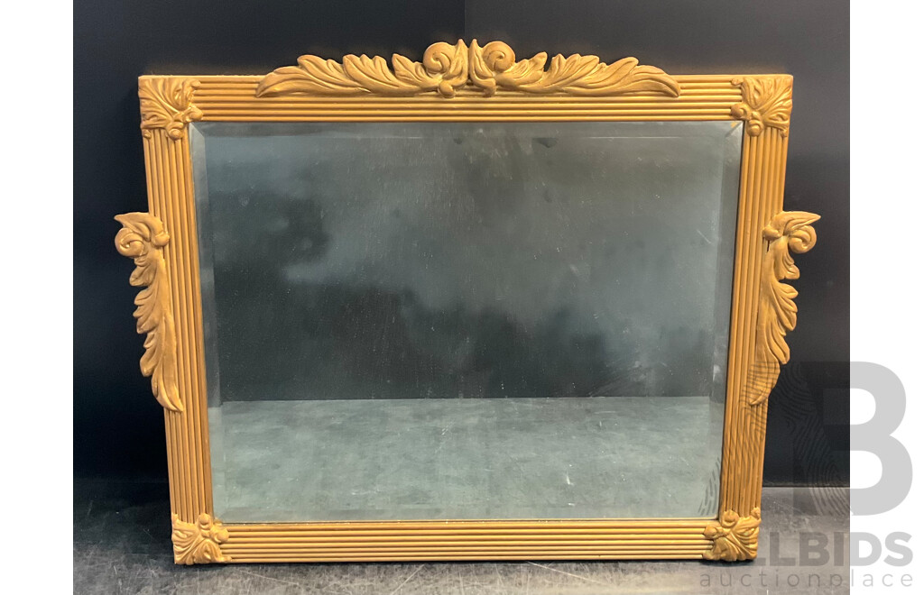 Wall Hanging Mirror with Golden Wood Frame