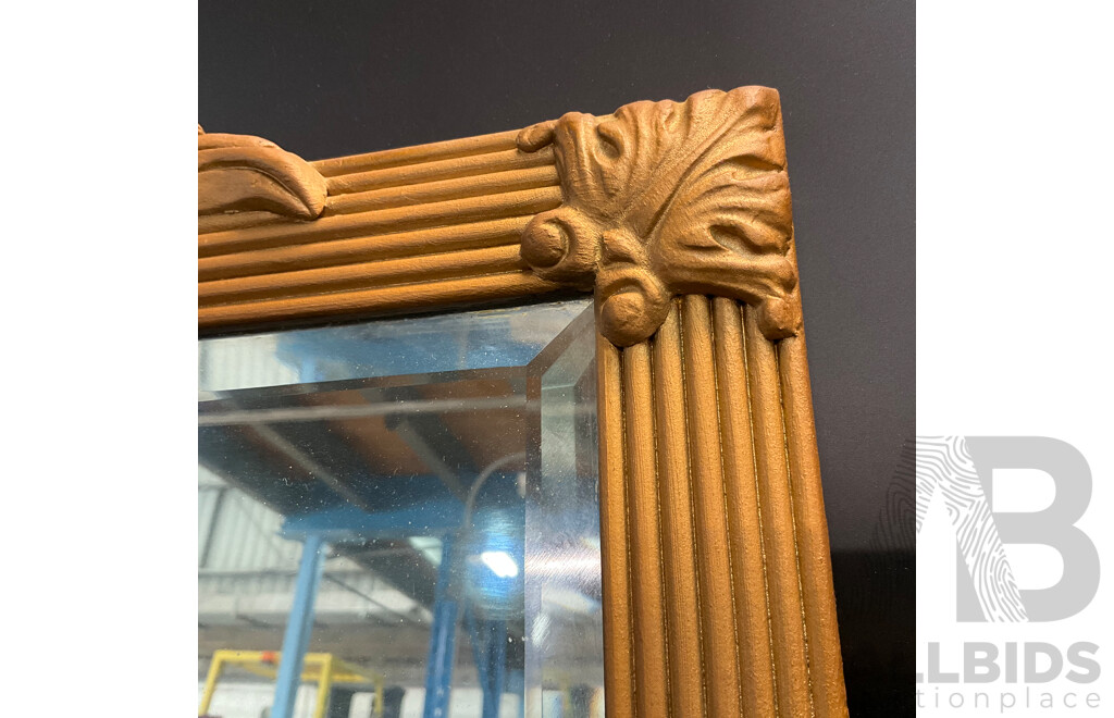 Wall Hanging Mirror with Golden Wood Frame