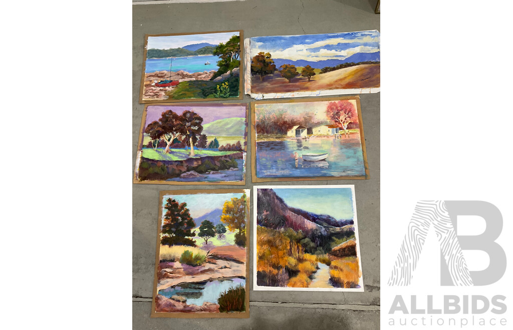 Marilyn Robertson, Landscape - Mixed Media on Board, Canvas and Paper - Lot of 40