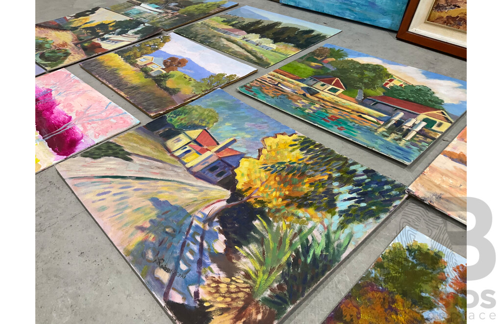 Marilyn Robertson, Landscape - Mixed Media on Board, Canvas and Paper - Lot of 40