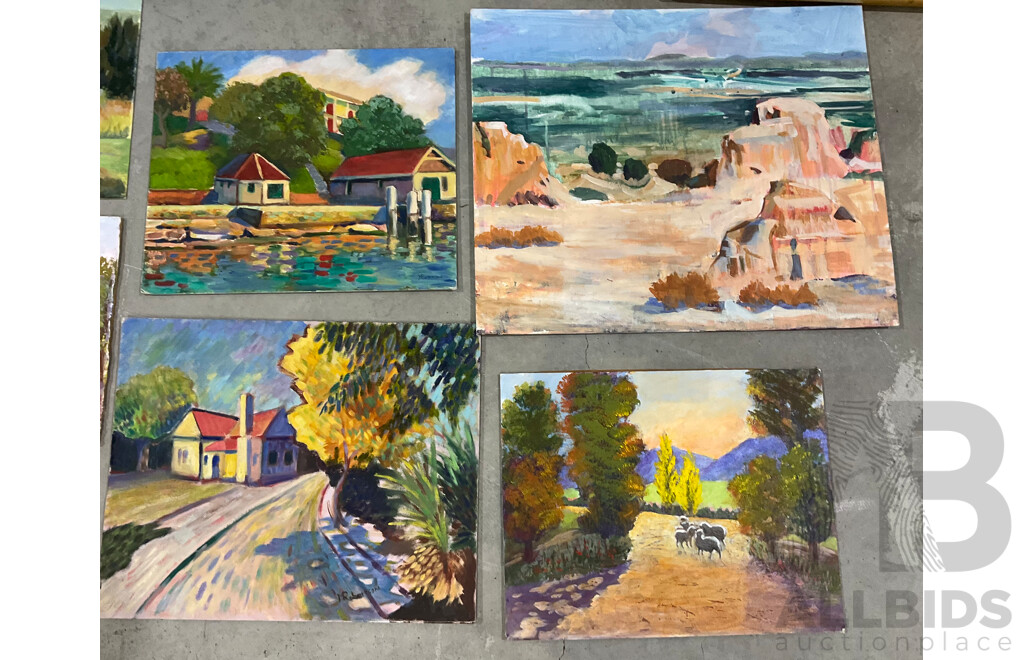 Marilyn Robertson, Landscape - Mixed Media on Board, Canvas and Paper - Lot of 40