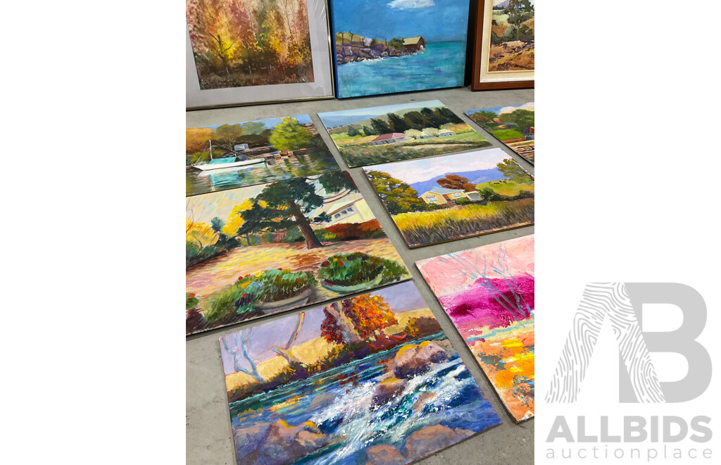 Marilyn Robertson, Landscape - Mixed Media on Board, Canvas and Paper - Lot of 40