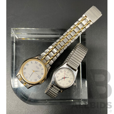 Vintage CITIZEN Quartz Watches 6010-S05677 & 2510-R16603 - Lot of 2