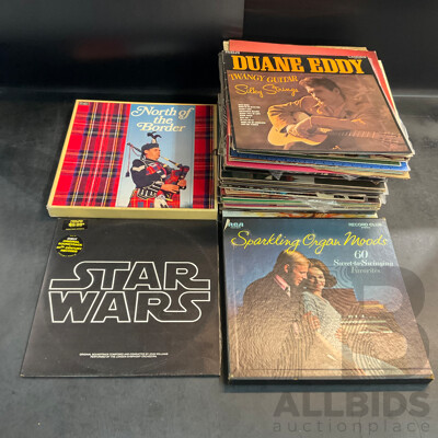 Collection Approx 68 Vintage Vinyl Records Included Starwars, North of the Border Set and More